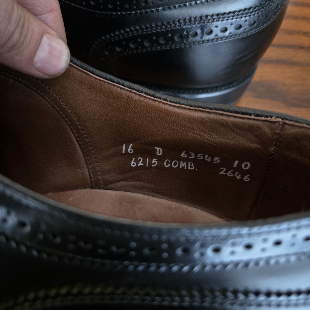 Allen Edmonds "McCallister" Black Leather Wingtip Oxfords 16 D - Picture 7 of 9